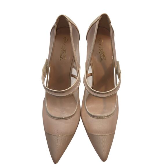 Shoes 9 Light Pink Closed Toe High Heel Pump Stiletto Side Mess - Picture 3 of 6